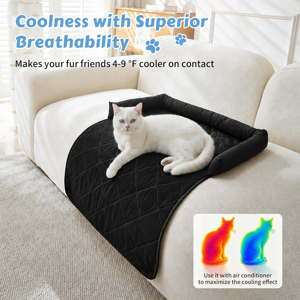 Cooling Dog Bed Mats with Neck & Head Support, 31.5 x 23.62 inch Black
