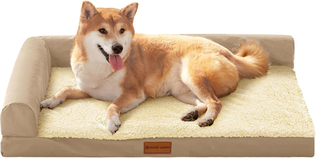 Patas Lague Orthopedic Medium Dog Bed Washable Pet Sofa Bed 30''X20''Beige