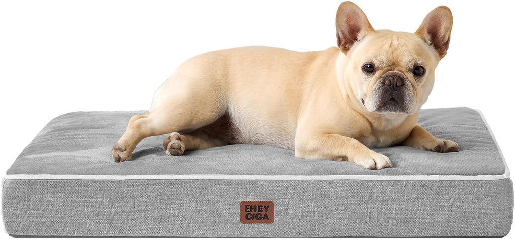 EHEYCIGA Medium Memory Foam Dog Crate Bed Washable, 30x20Inch, Grey