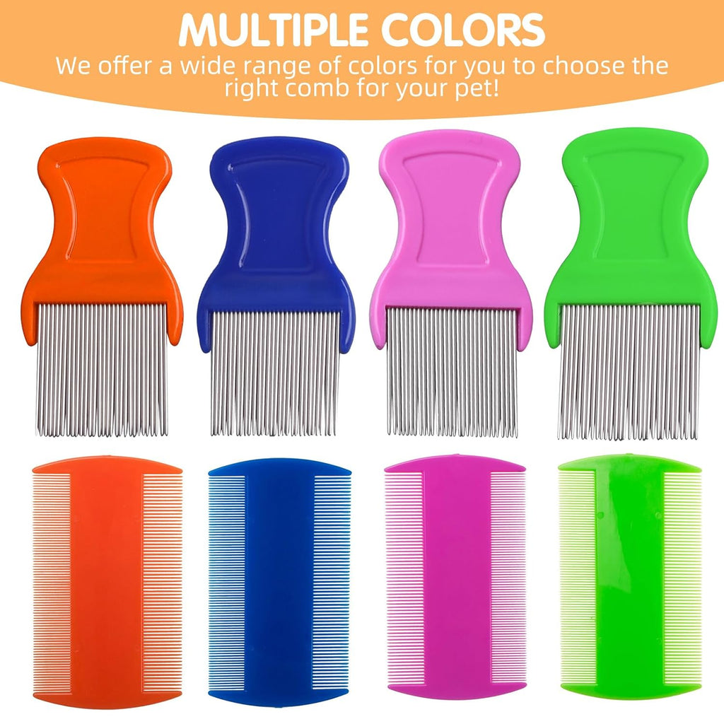 HESSION 6 Pack Flea Lice Combs Removal Dandruff Comb with Metal Teeth Double Sided Fine Combs Metal Teeth Flea Lice Combs for Pets Kids Adults (Random)