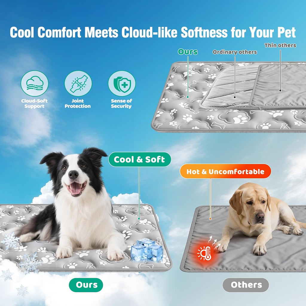 Dog Cooling Mat, Extra Large Cooling Dog Bed Mat for Indoor & Outdoor, Q-Max>0.5, Machine Washable Non-Toxic Portable Pet Cooling Pad for Kennel, Crate, Car - XL(44" x 30") - Grey