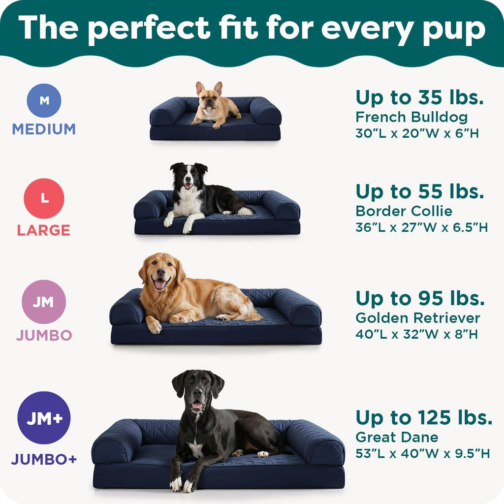 Furhaven Orthopedic Dog Bed for Large/Medium Dogs w/ Removable Bolsters & Washable Cover, For Dogs Up to 55 lbs - Plush & Velvet Waves Perfect Comfort Sofa - Celadon Green, Large