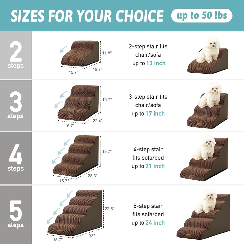 COZY KISS Dog Stair for Small Dog 11.8" H, 2 Step Pet Ramp for Chair