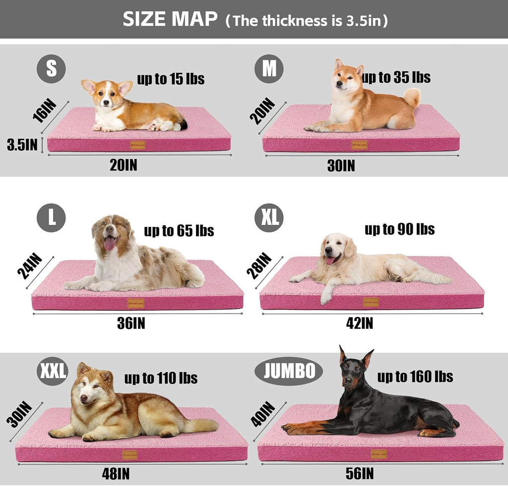 Patas Lague Orthopedic Medium Dog Bed Washable Pet Sofa Mat 30''X20'' Pink