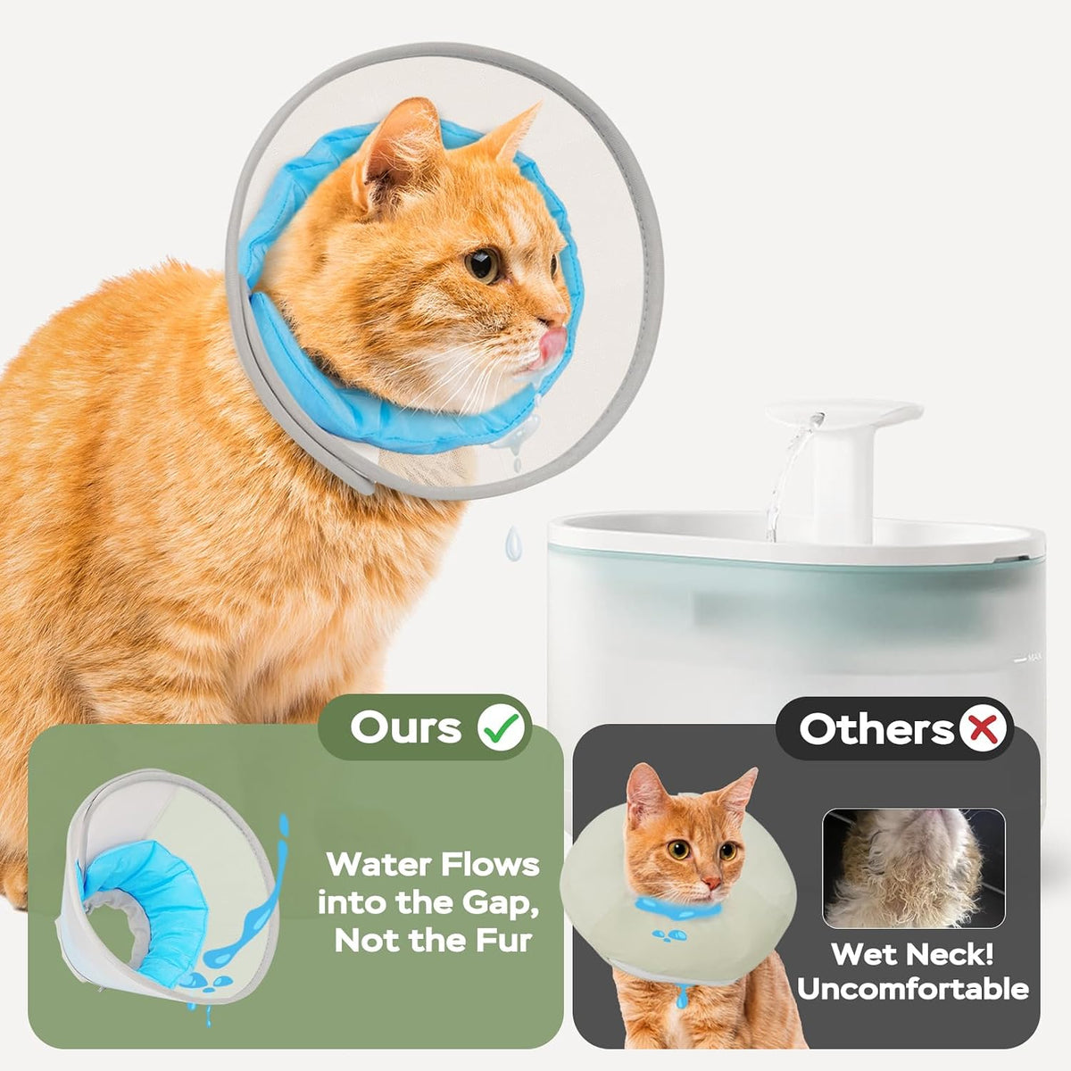 Cat Cone Collar Soft: Comfortable Waterproof Mesh Recovery Cone After Surgery to Stop Licking and Scratch, Alternative to Plastic Elizabeth Head/Neck Cone, Blue,S