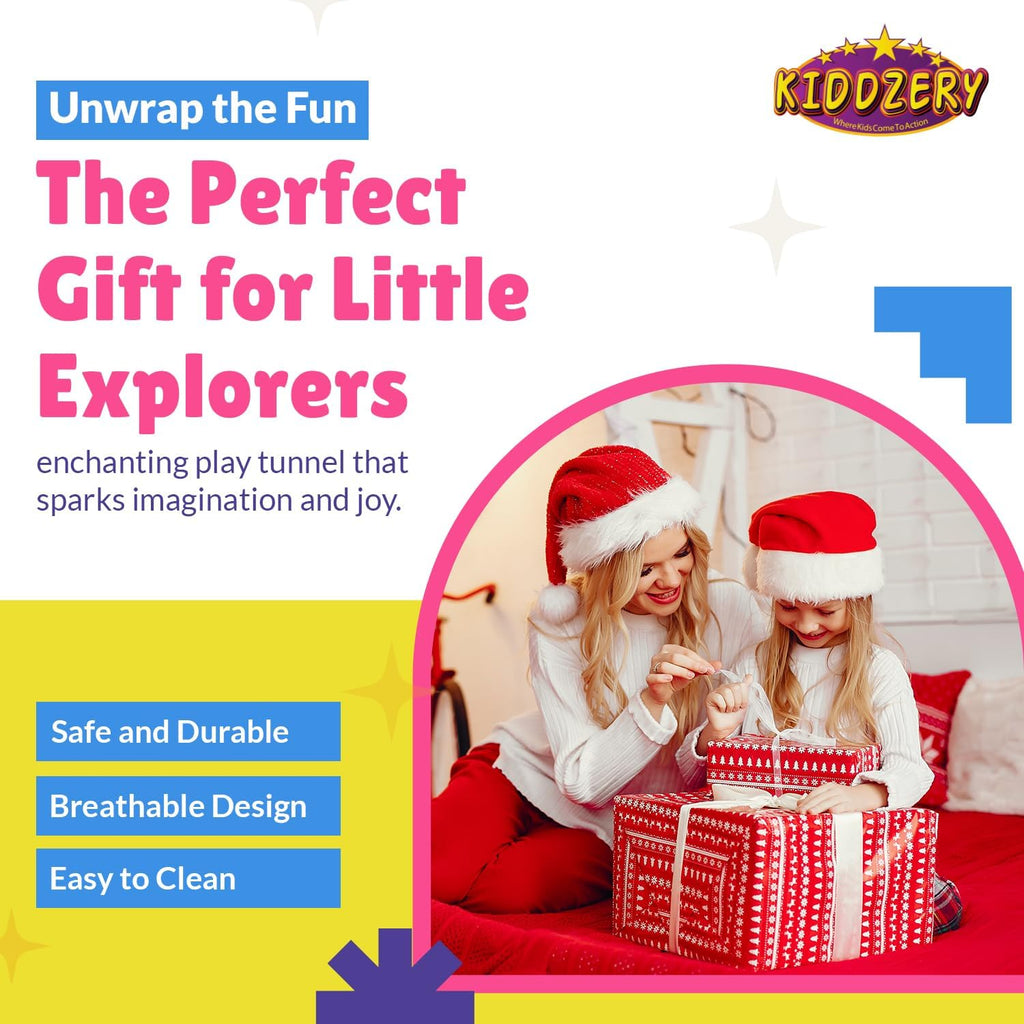 Kids Play Tunnel Set for Toddlers | Double Tunnels for Indoor and Outdoor Fun | Pop-Up Crawl Tunnels for Babies, Toddlers, and Pets | Easy to Set Up, Store, and Transport | Durable and Breathable