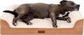 Furhaven Plush & Embossed Velvet Cooling Gel-Top Dreamer Sofa Pet Bed, Cognac, Large