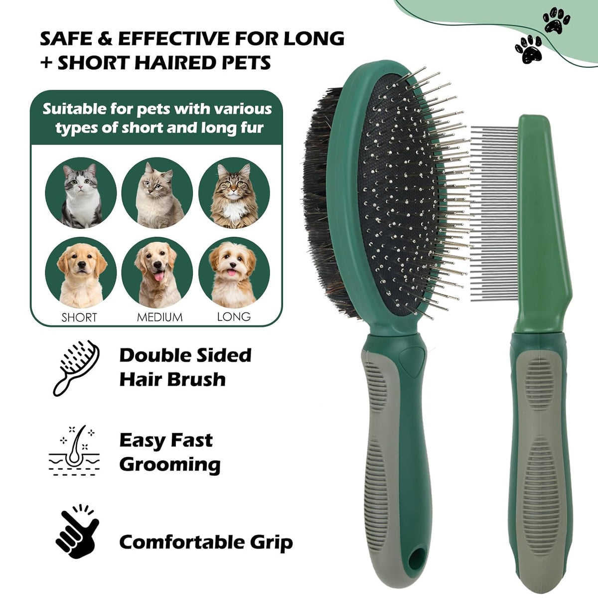 2PCS Pet Grooming Brush and Deshedding Comb Tools for Dogs Cats