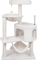 YUNIQUE 39.4'' Cat Tree with Cat Condo and Big Hammock, Beige