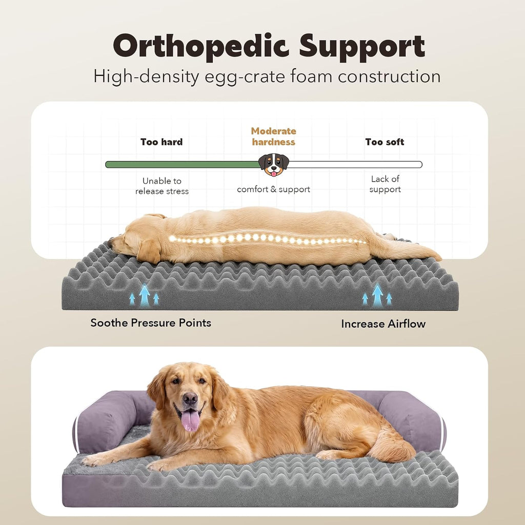 MEKIY XXL Orthopedic Waterproof Dog Bed with Bolster for Extra Large Dogs