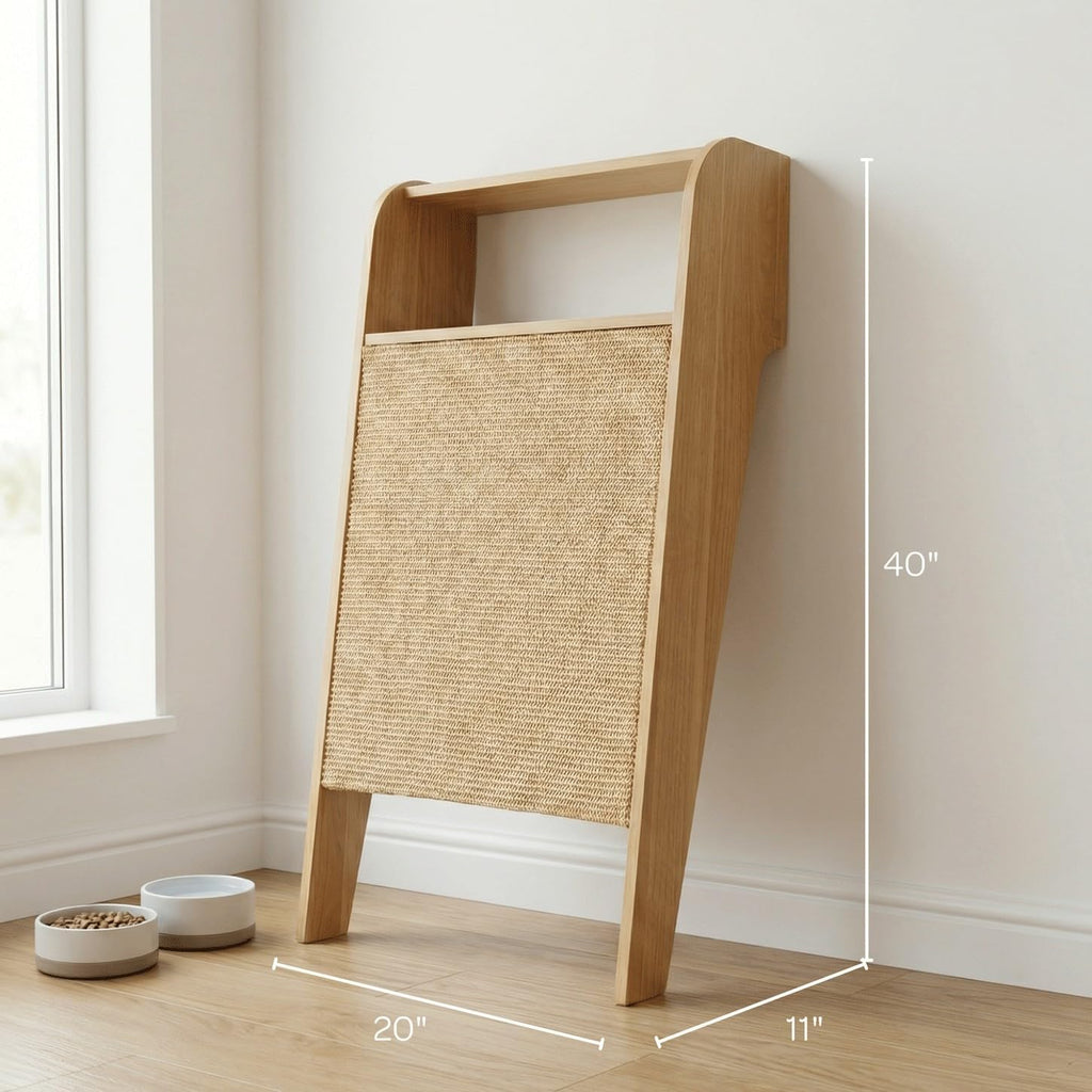 Wesley Cat Scratcher 20” x 11” x 40” Oak- Stylish & Durable Sisal