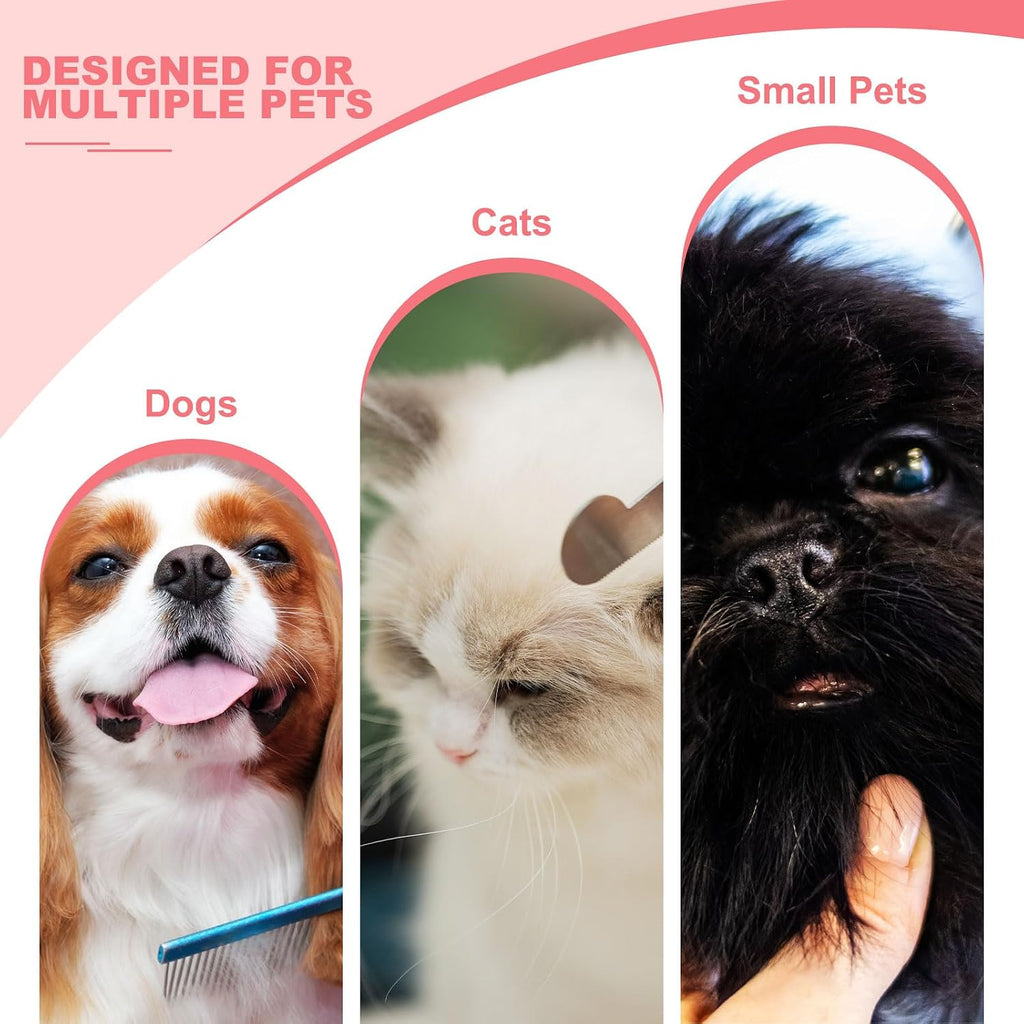 Dog Cat Comb, Pet Combs Stainless Steel Teeth with Rounded Ends for Knots Mats Loose Hair Removal, 6.5IN (Black Plated, 3 Pack), Grooming Tool Intended for Long Curly Hair Pet
