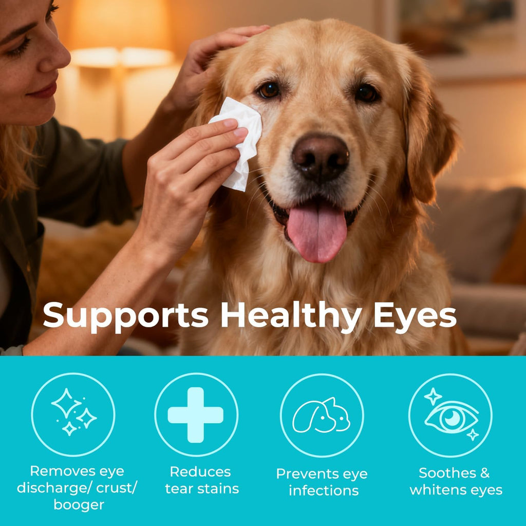 Gentle Pet Eye Wipes, Tear Stain Remover for Cats and Dogs