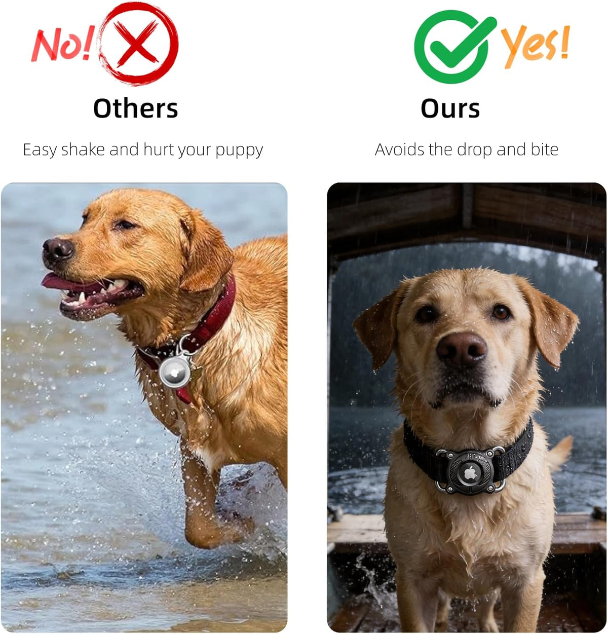 2-Pack Waterproof AirTag Dog Collar Holder – Removable Metal Loop, Sturdy TPU, Lightweight & Compact, Fits 1" Width Collar，Dog Tracker, AirTag Collar Holder Metal Loop (2 Black)