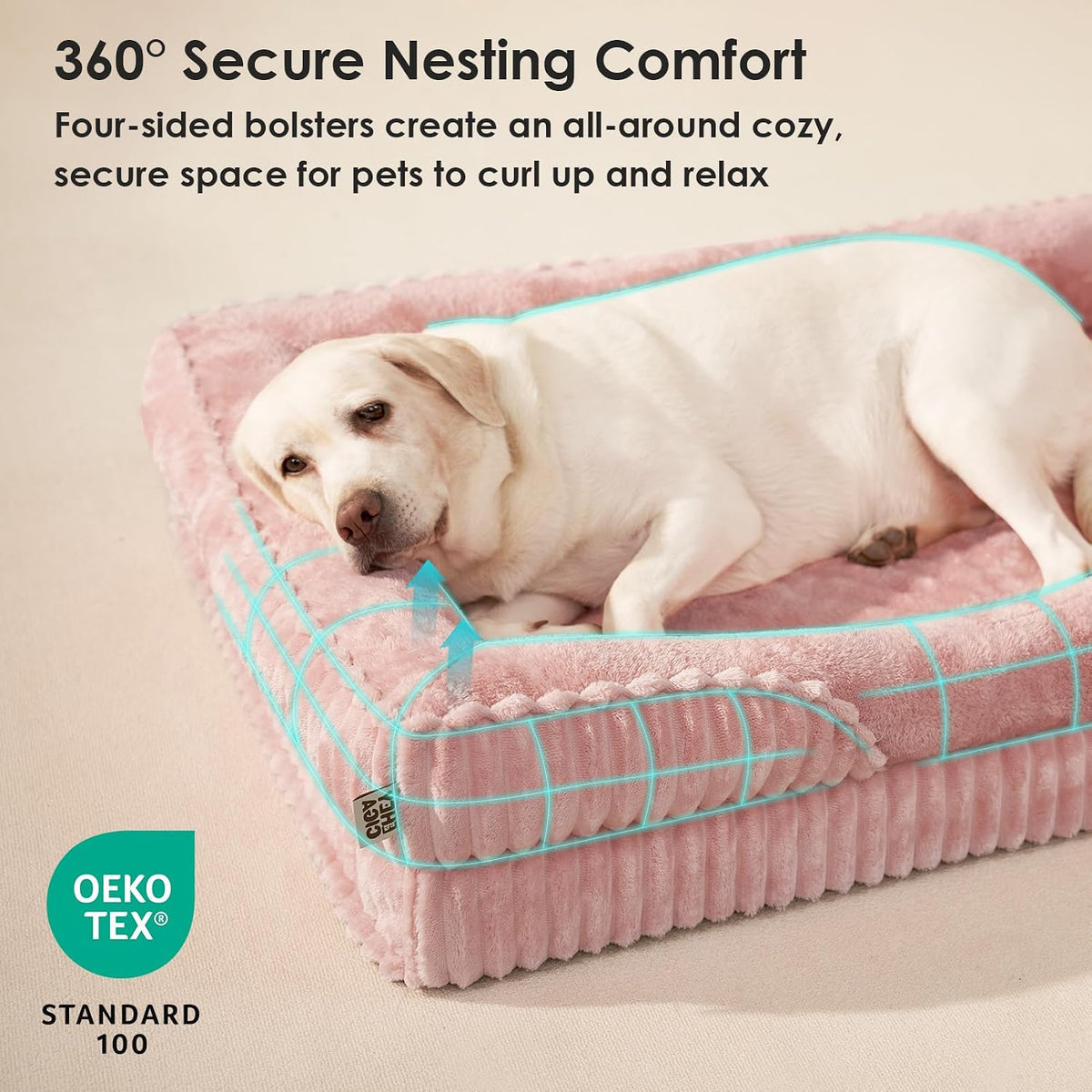 EHEYCIGA Extra Large Orthopedic Dog Bed 41x27 Inch, Pink