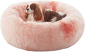 30 in Faux Fur Fluffy Donut Dog Bed for Medium Dogs,Tie-dye Pink