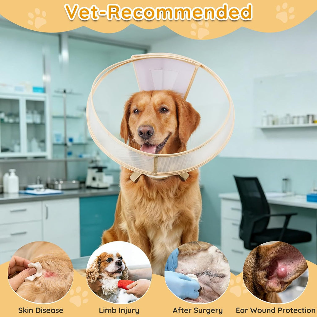 Clear Dog Cone Collar After Surgery, Extended Cone to Stop Licking