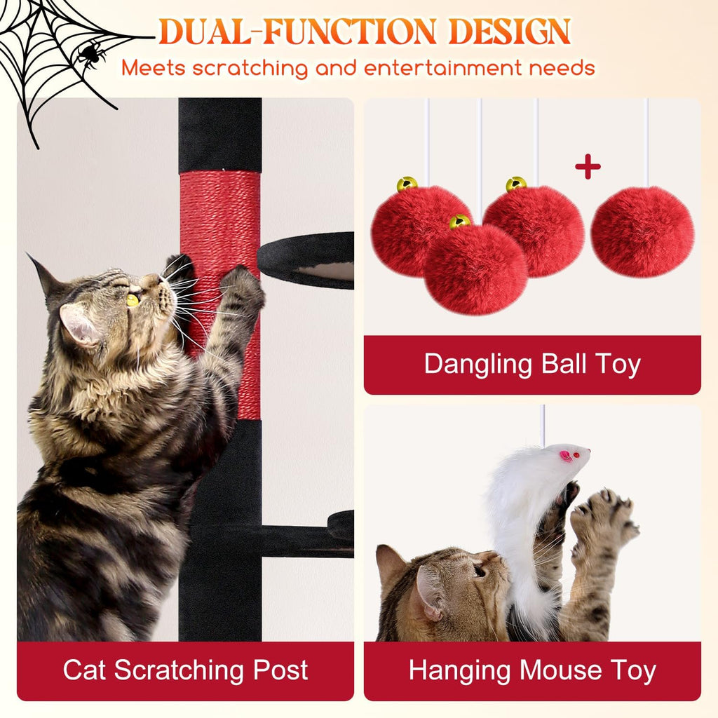 Globlazer Gothic Cat Tree Tower for Multiple Adult Cats, 82in, F82, Goth