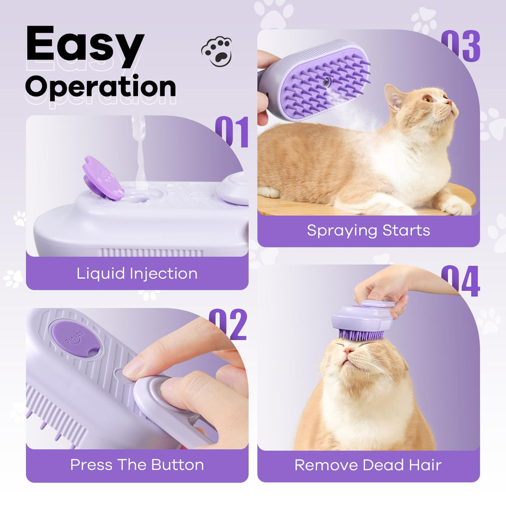SILVLF Cat Steam Brush, Foldable Handle for Cats and Dogs,Anti-Static