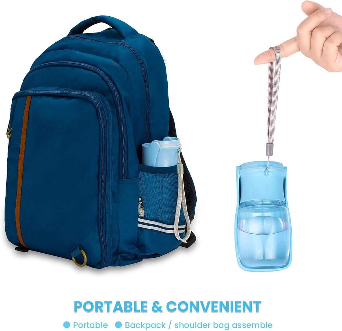 Portable Dog Water Bottle, Foldable Water Bottle for Dog, SkyBlue, 12oz | Leak Proof Dispenser, Dishwasher Safe, Puppy Travel Water Bowl Fit for Cat, Rabbit, Small Animals Walking, Hiking, Travel