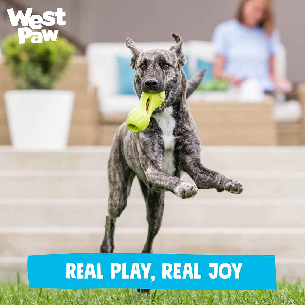 WEST PAW Qwizl Durable Zogoflex Dog Puzzle Toy for Mental Stimulation, and Enrichment - Treat Dispensing for Bully Sticks and Dental Sticks - Dishwasher Safe - Made in USA - Small - Tangerine