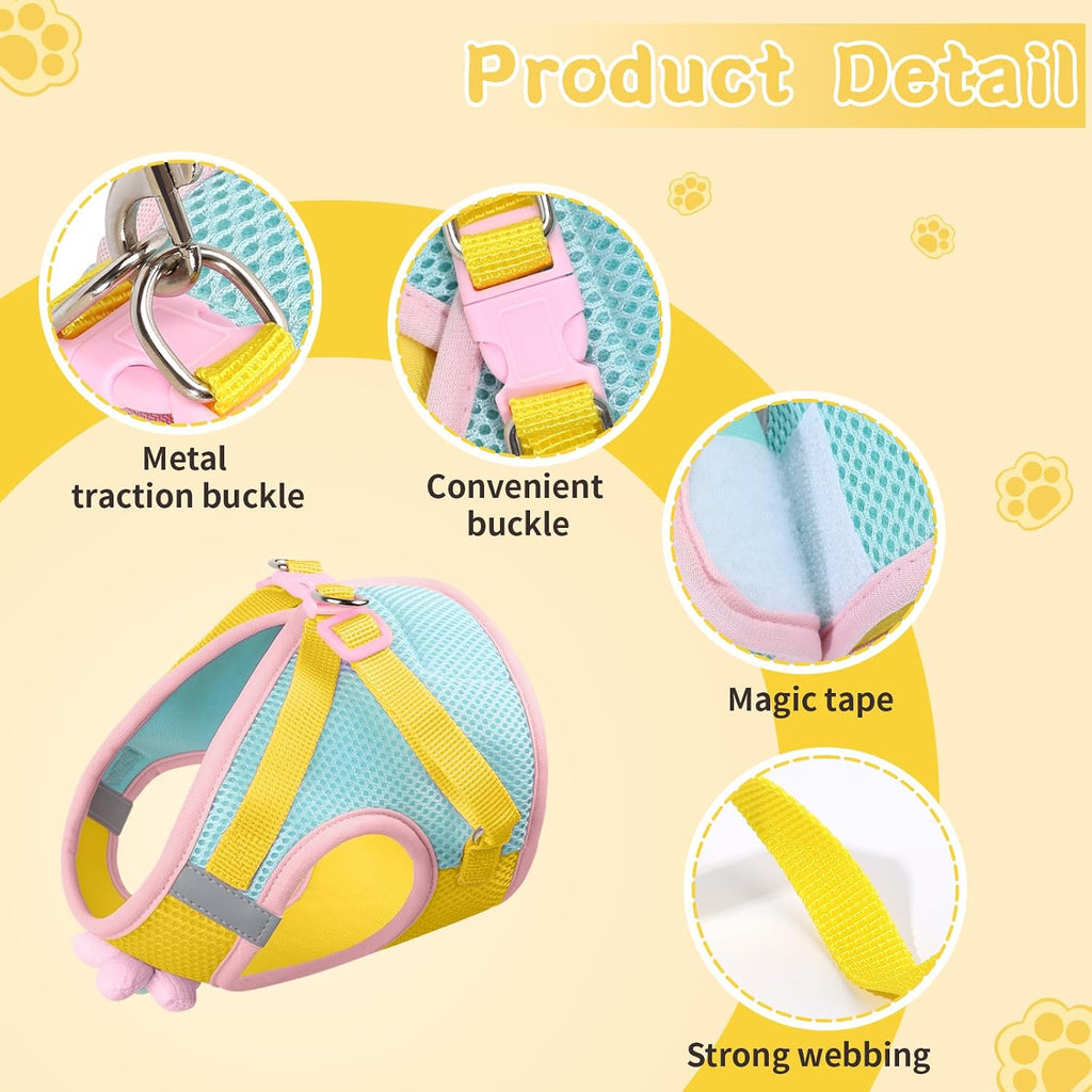 Cat Harness and Leash Set, Escape Proof Soft Vest Walk Yellow Small
