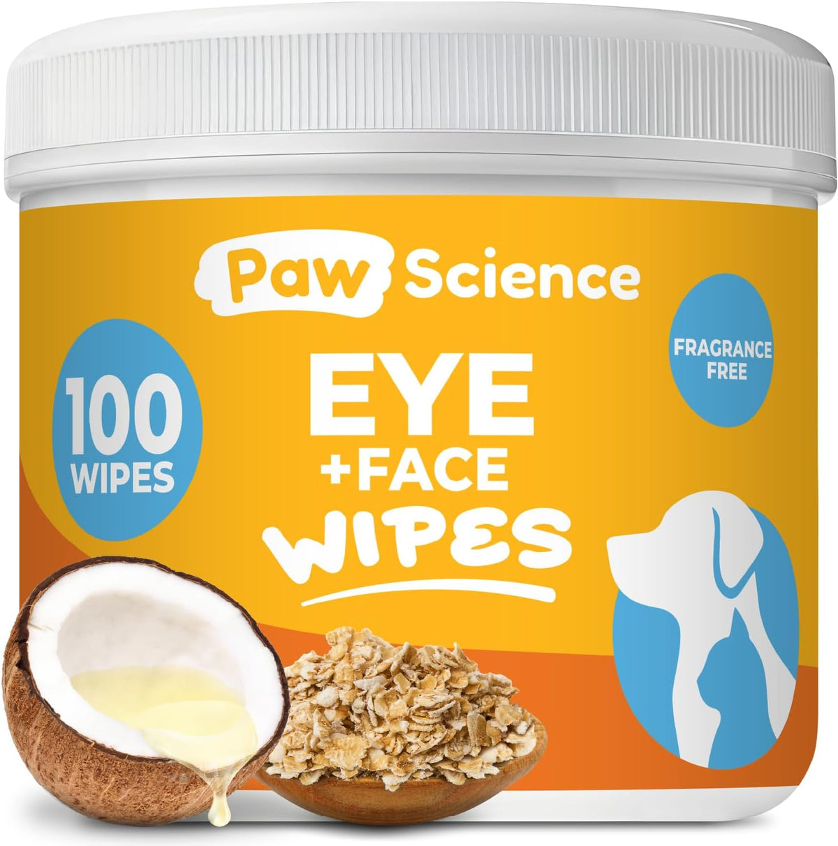 Paw Science Dog & Cat Eye Wipes (100 Count) Hypoallergenic Eye & Face Wipes for Cats, Dogs - Pet Tear Stain Remover & Cleaner - Cleans & Removes Discharge, Crust, & Gunk (Unscented)