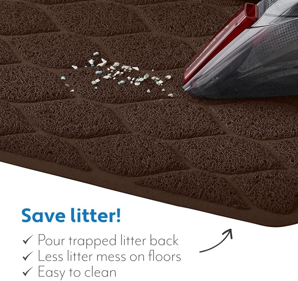 MIGHTY MONKEY Waterproof Cat Litter Box Mat, BPA Free, 24x17 Chocolate | Easy Clean Floors, Textured Backing, Soft on Sensitive Kitty Paws, Cats Accessories, Less Waste, Stays in Place