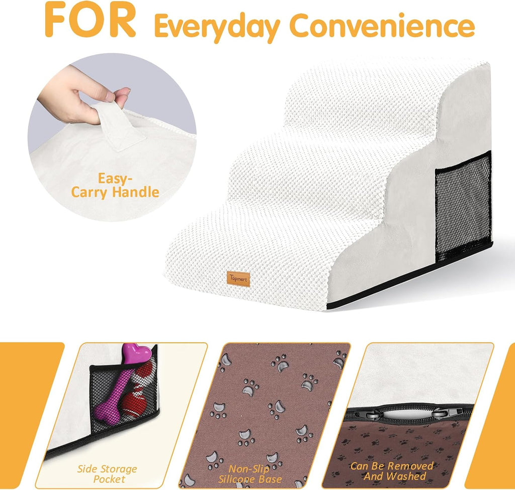 Topmart 3 Tiers Foam Dog Ramps,Non-Slip Pet Step,Extra Wide Deep Dog Stair