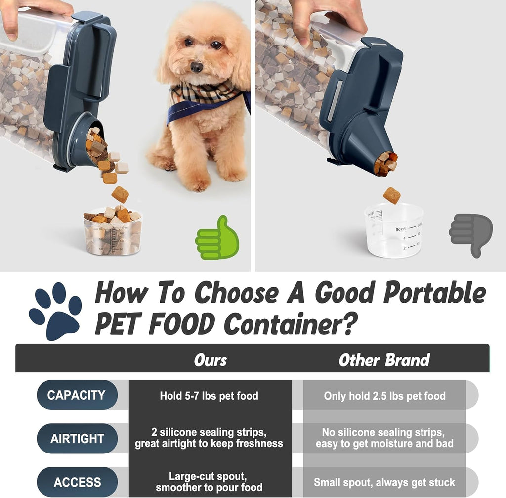 Dog Cat Food Storage Container with Cup (Ink Blue, 5L)