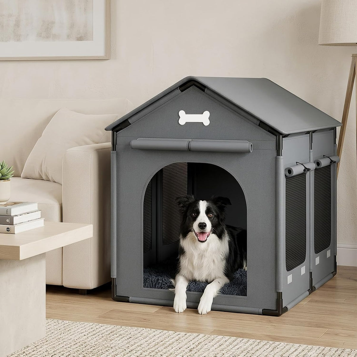 Dog House Indoor Dog Kennel Bed Mat with Cushion for Small-Large Dogs Cats