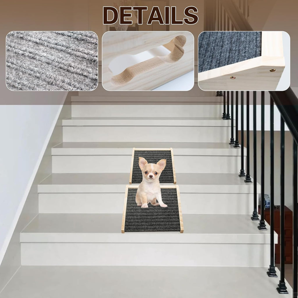 Dog Ramp for Stairs, Wooden Low-Angled Pet Ramps (1 Pack)