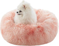 23 in Faux Fur Fluffy Donut Dog Bed for Small Dogs,Tie-dye Pink
