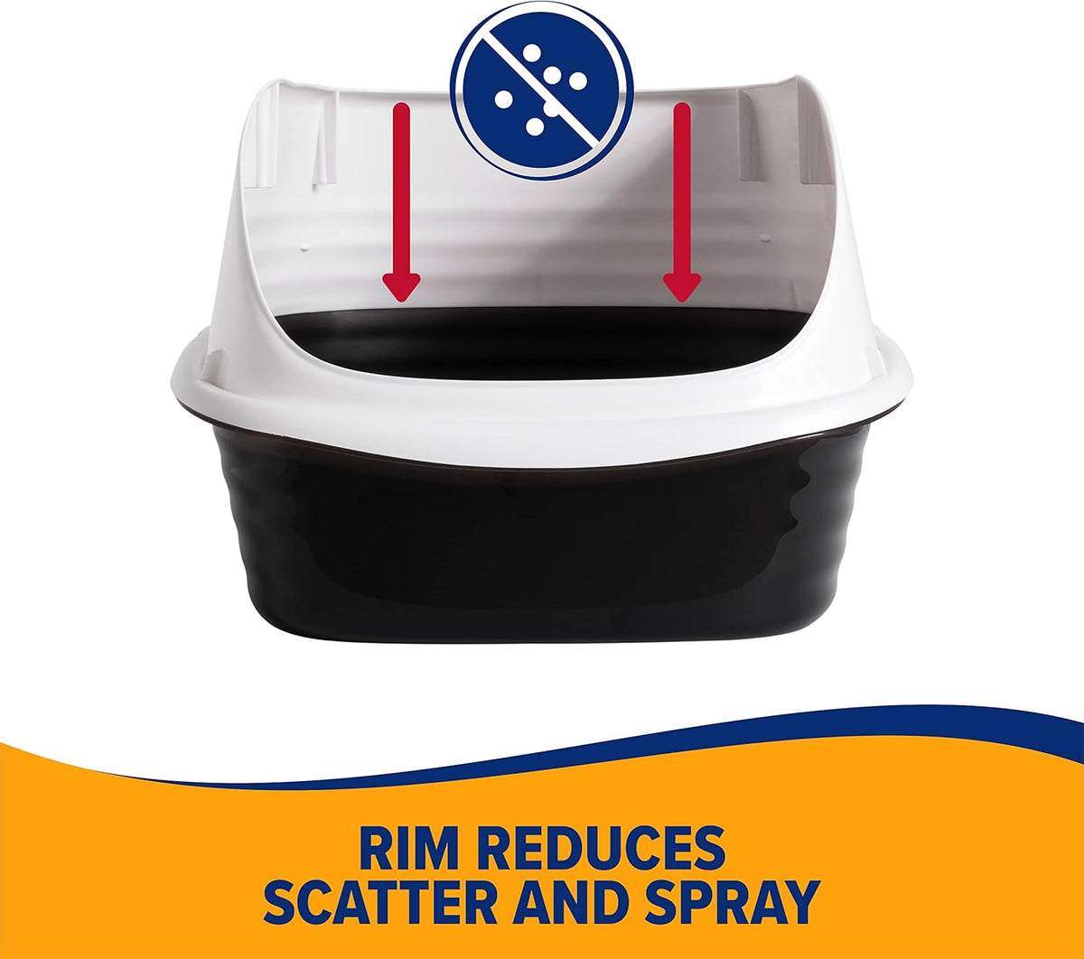 Arm & Hammer Rimmed Cat Litter Box with High Sides and Microban, Made in USA | Tall sturdy walls help contain spray, scatter and spills, easy everyday scooping, durable tray suits messy diggers at home