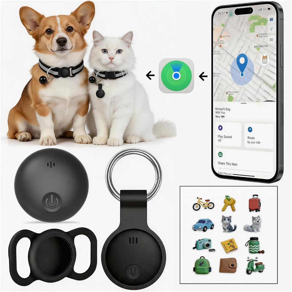 GPS Tracker for Dogs,Finder Air Tracker Tags Smart Collar with Real-Time Location - Pet Location Tracker with Holder, Works with iOS Find My【Apple MFi Certified】 , Ultra-Slim, IP68 Waterproof