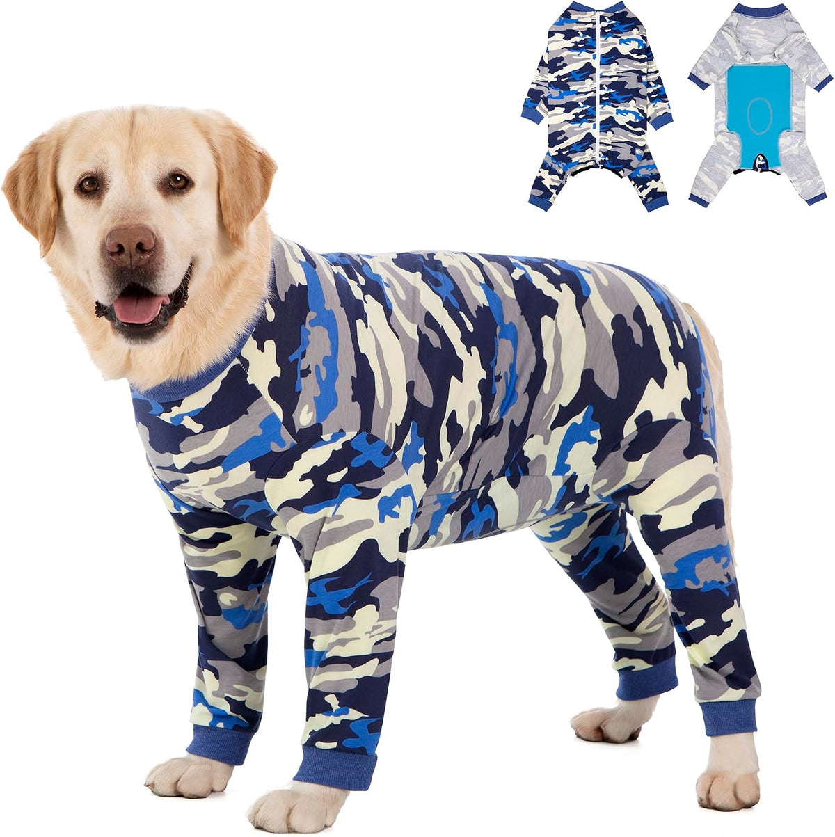 Dog Recovery Suit Full-Zipper After Post-Surgery Large Medium Dogs, Dog Bodysuit for Prevent Licking& Chewing Wounds Onesies Cone Alternative (Camouflage, 5X-Large)
