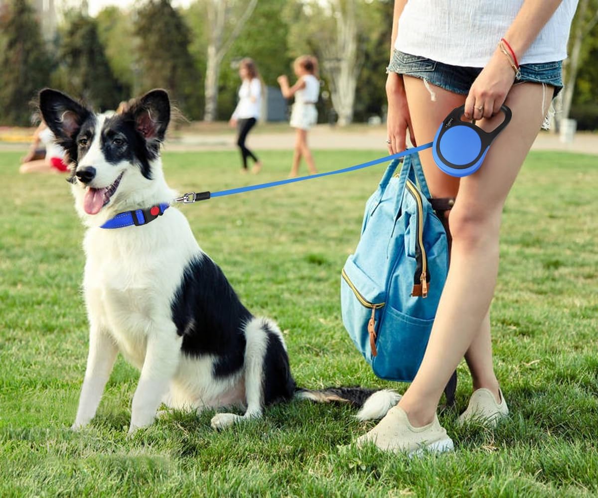 Taglory Retractable Dog Leash, One-Handed Brake, 16ft, Up to 44 lbs, Blue