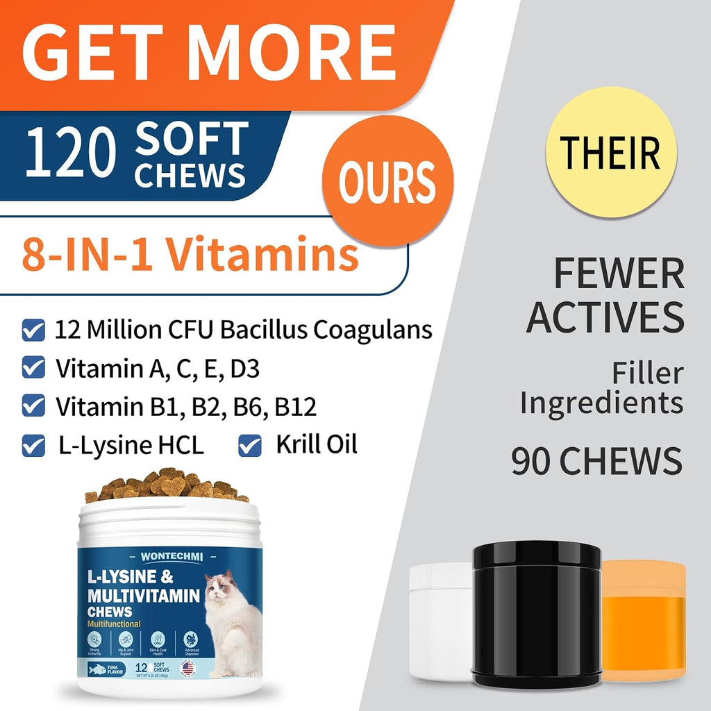 L-Lysine for Cats, Immune Support Cat Treats & Cat Multivitamin
