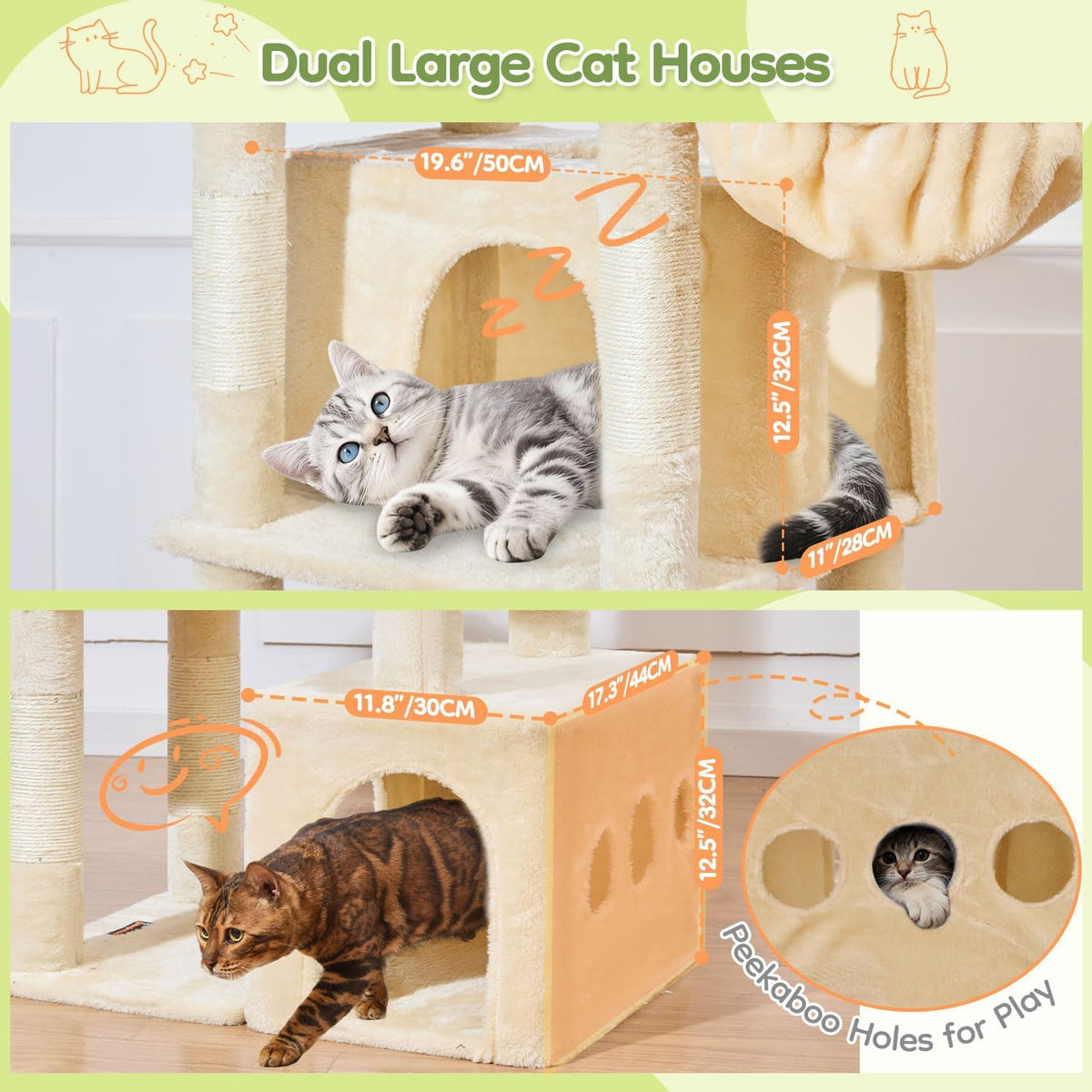 Taoqimiao 72 in Cat Tree, XXL Cat Tower for Indoor Cats Large Adult 25Lbs+