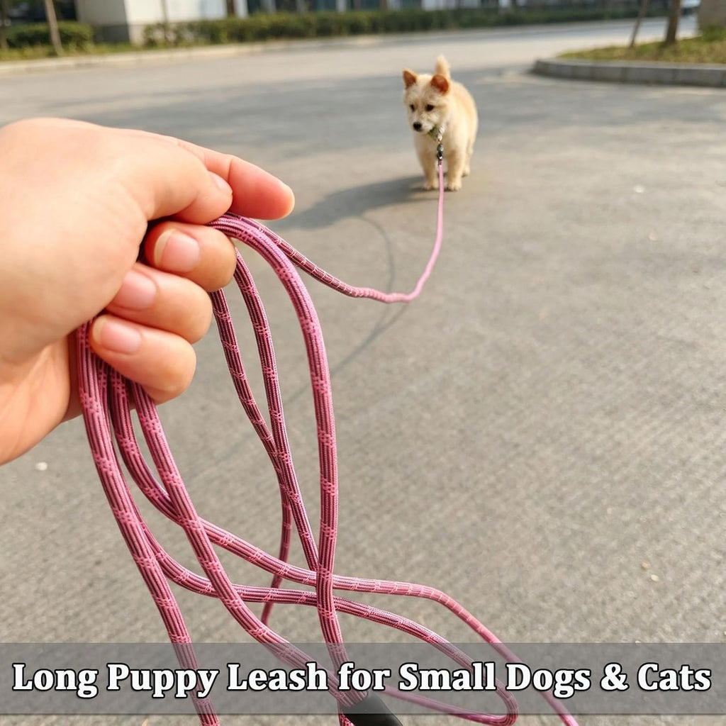 WYuZe 1/5" Reflective XS Small Dog Leash 15FT Lightweight Rope Cat Leash