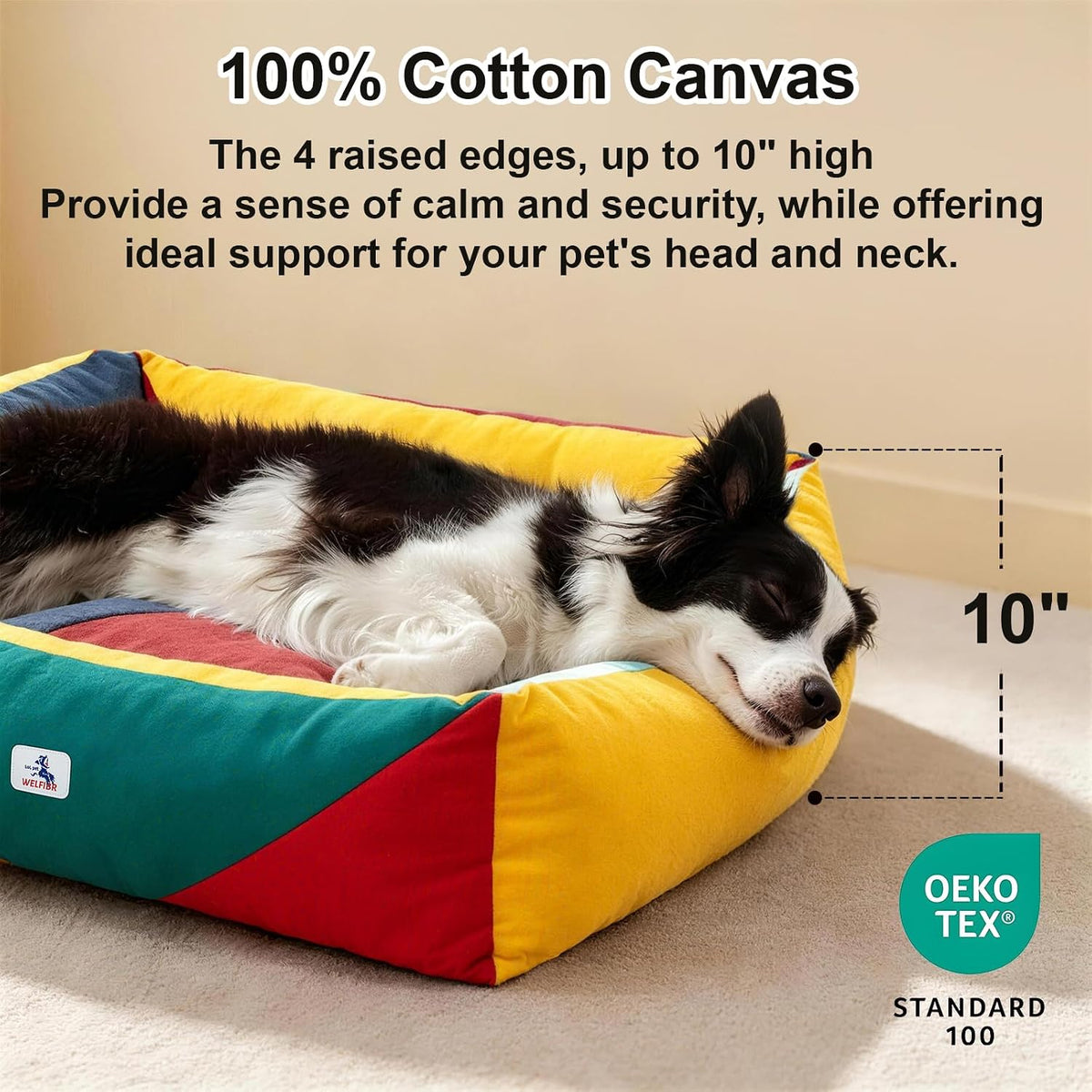 Cotton Canvas Dog Bed (290gsm Thick) 30"x25"x10" Durable Waterproof