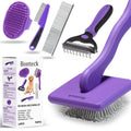 Bonteck Dog Slicker Brush for Dogs Grooming Kit 5PCS Long Haired Doodles | Goldendoodles Poodles, Skin Friendly Deshedding, Comb and Rake, Removes Undercoat, Professional Detangling, Large, Purple