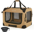 Extra Large Cat Carrier Soft Sided, Portable Small Dog Carrier for 2 Cats, 24"x16.5"x16" Car Travel Folding Comfortable Design, Khaki