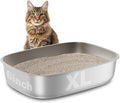 Stainless Steel Litter Box,Oval Metal Litter Box XL | 22.8“x16.5"x6", Extra Large Steel Cat Litter Box for Big Cats, Non Stick Surface, Easy to Clean