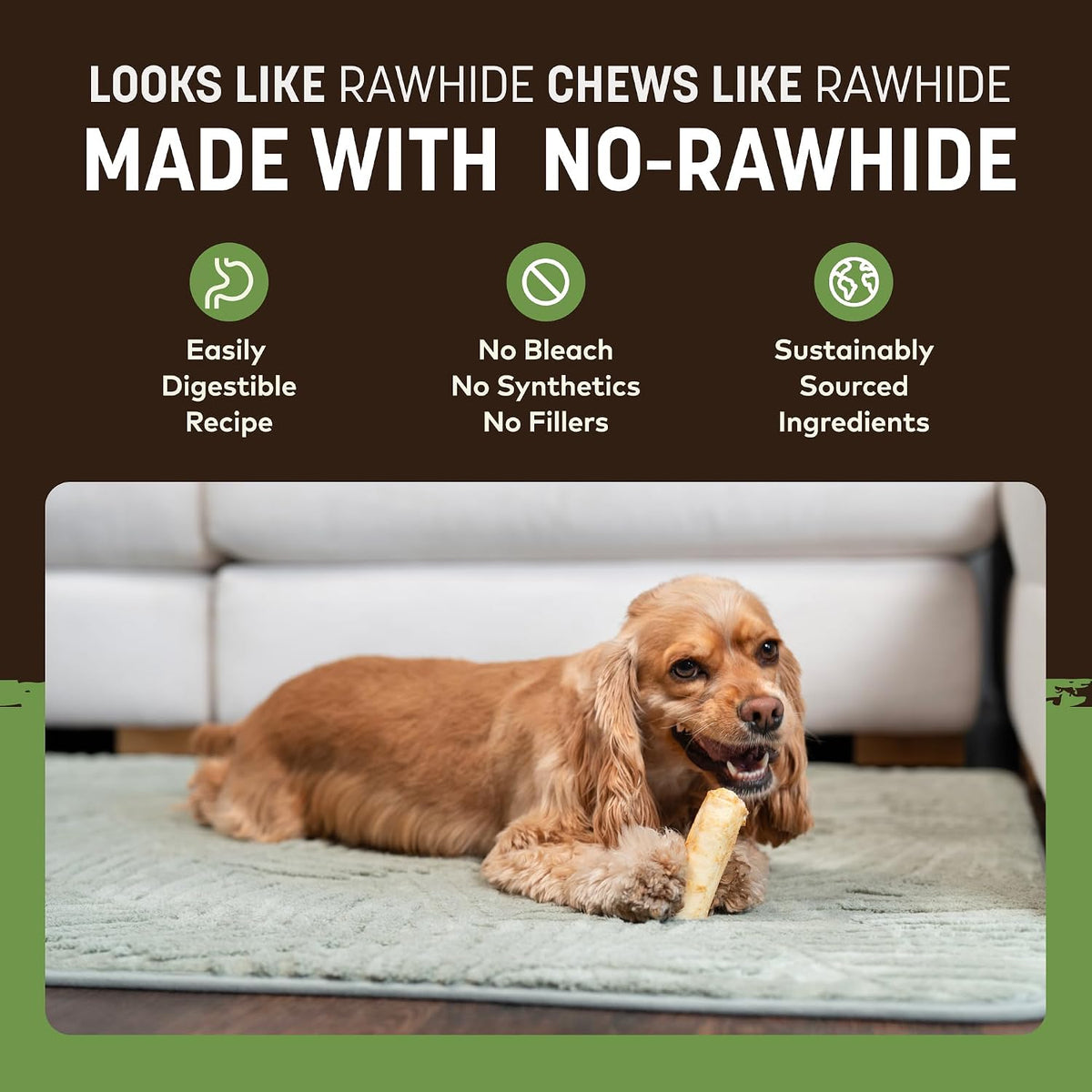 Earth Animal No Hide Dog Chews - Rawhide Free Small Rolls 6 Count Pork