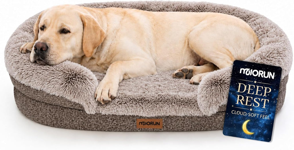Miorun Fluffy Orthopedic Dog Beds Large Sized Dog, 48" Bolster Sofa Bed