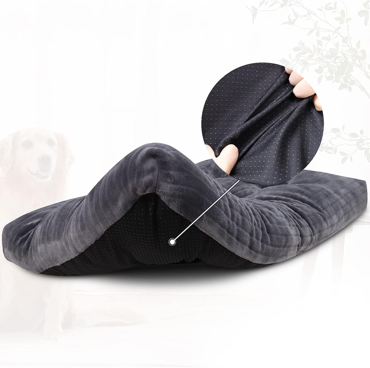 Dog Crate Bed Washable Dog Beds for Large Dogs Deluxe Thick Flannel Fluffy Comfy Kennel Pad Anti-Slip & Anti-Scratch Pet Sleeping Mat, 35 x 23 Inch, Gray (Pack of 2)