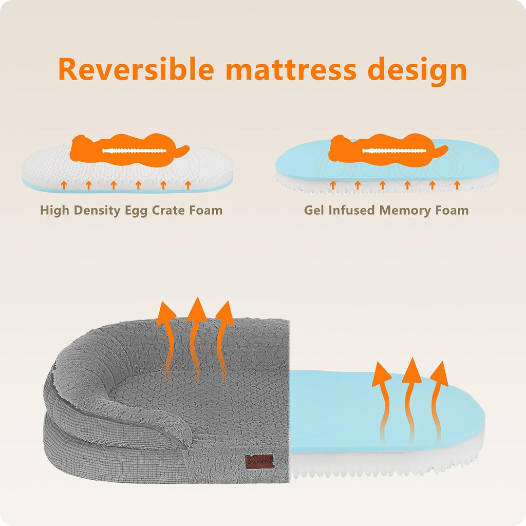 Dwanton Orthopedic Waterproof Medium Dog Bed Sofa, Gel Memory Foam, 36"
