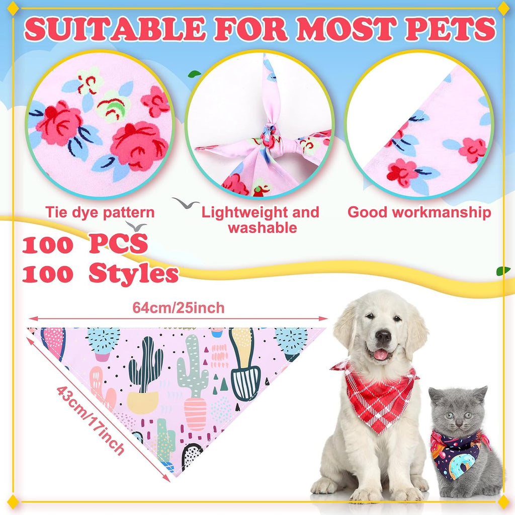Huhumy 100 Pcs Plaid Dog Bandanas Bulk Plaid Bandana for Medium Large Dogs