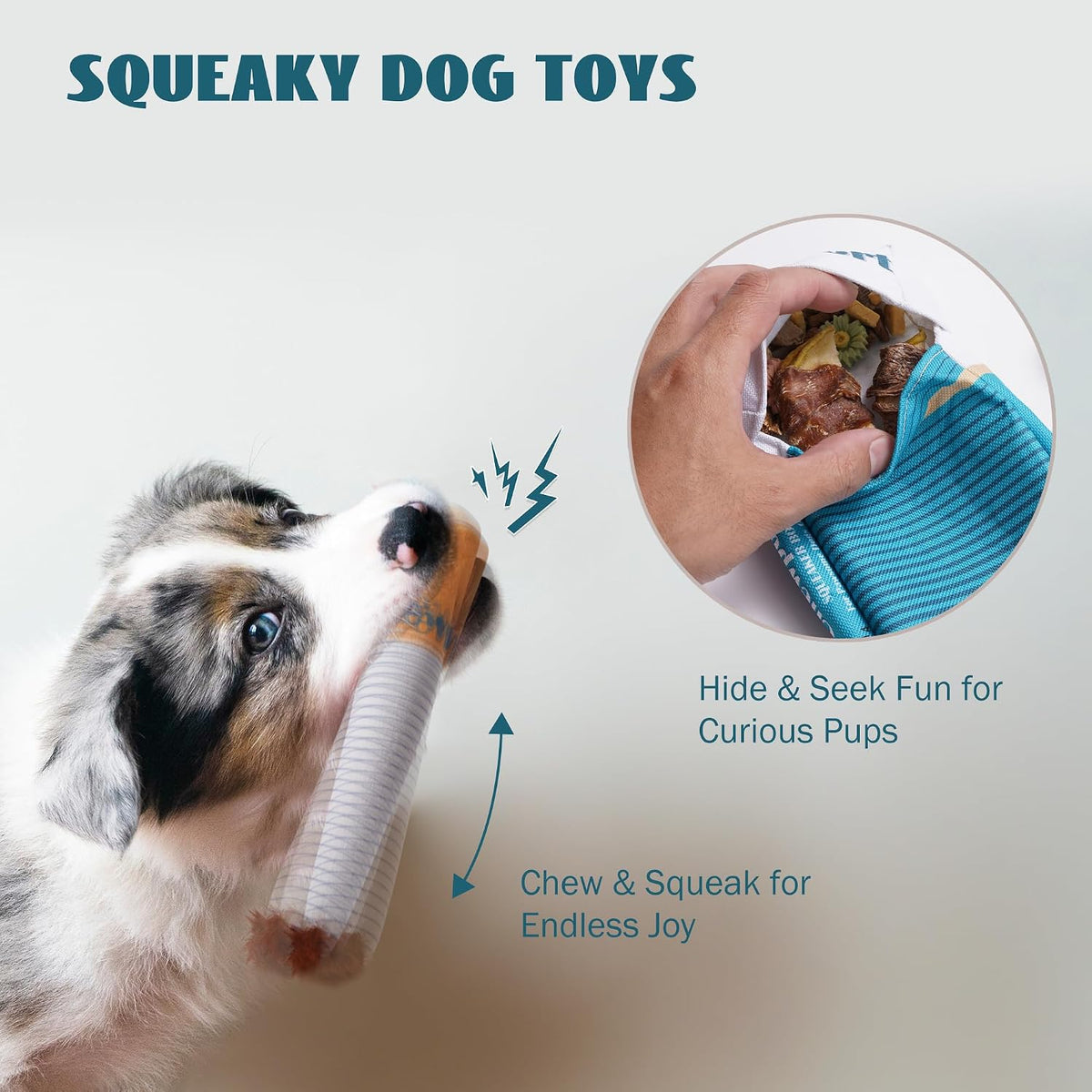 Nocciola Squeaky Sounds Puff Stick Toys, Funny Interactive Plush Dog Toys, Pitbull Husky Frenchie Pug Puppy Toys for Small to Medium Breed, Dog Accessories Boy Gifts- Chewport